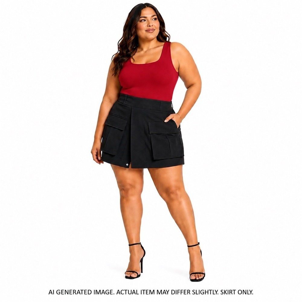 KBB by KAHLANA Womens The Duvet Cargo Skort Black Utility Plus 3X Streetwear NEW